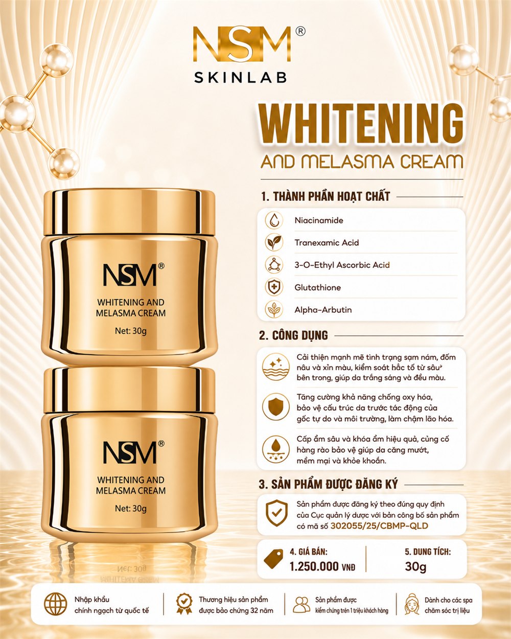 NSM Whitening and Melasma Cream 30g